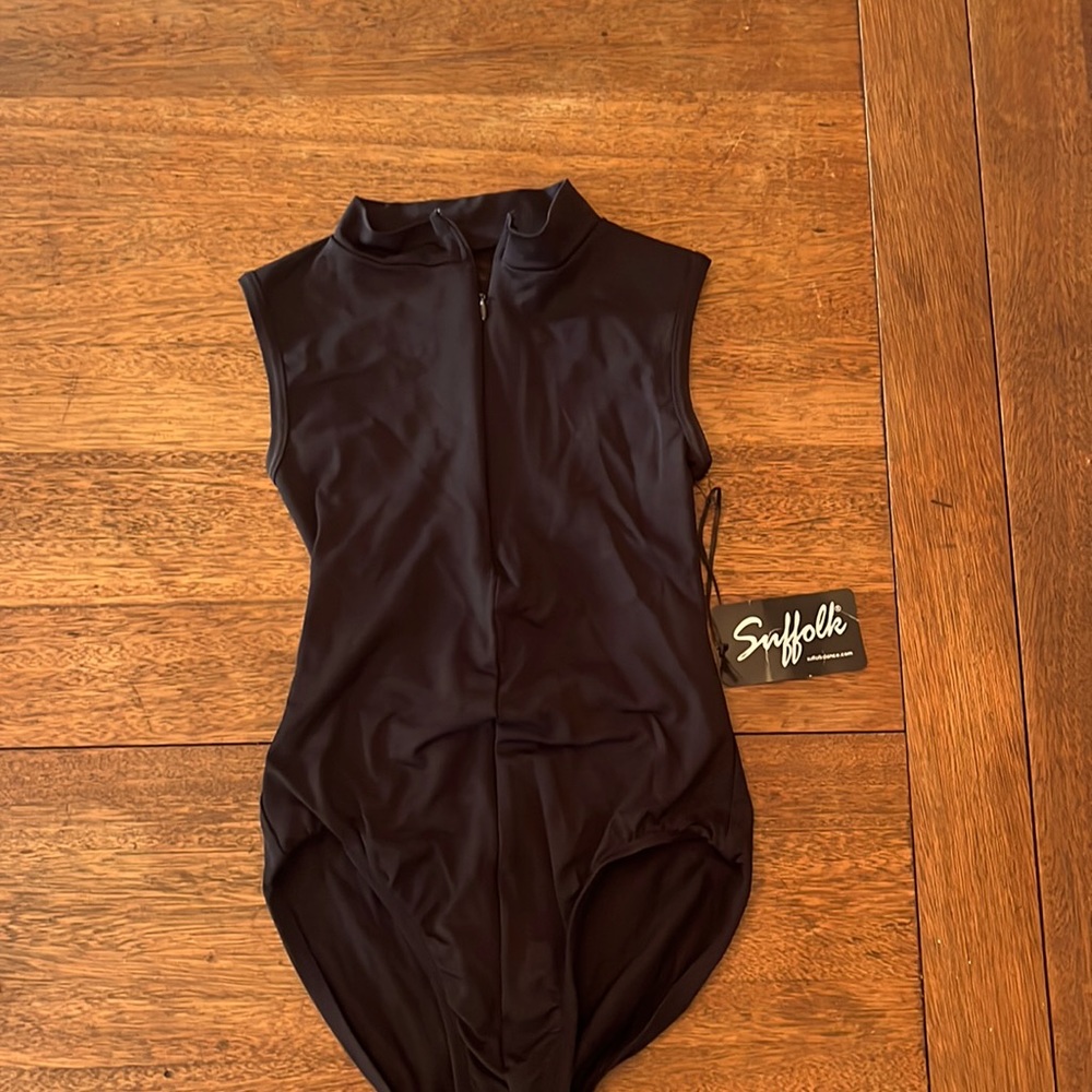 Suffolk leotard. Adult small. Black & black mesh.